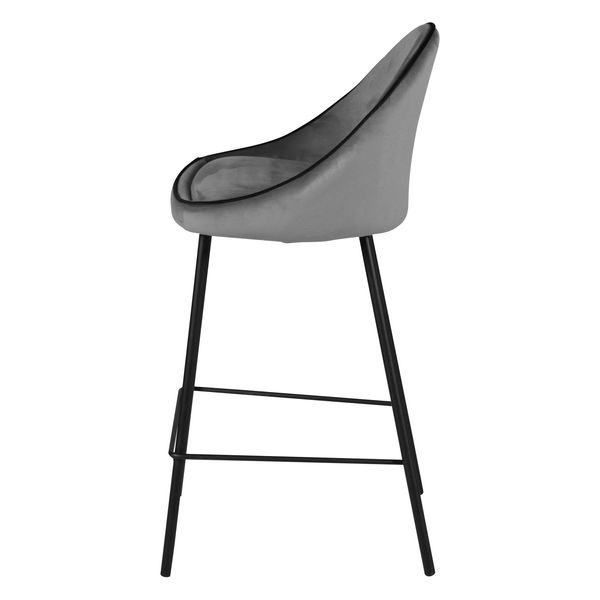 Chaise de bar velours gris anthracite surpiqué design Maya