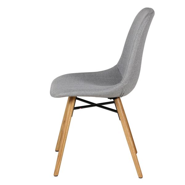 Chaise style scandinave de repas en tissu gris clair et pieds chêne May