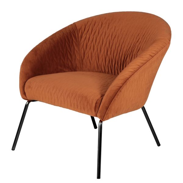 Fauteuil en velours cognac pieds métal MARCO