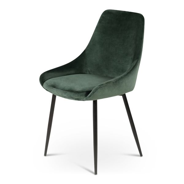 Chaise en velours vert pieds métal BARI