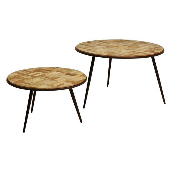 Tables basses gigognes teck recyclé 74cm - Set de 2 WOODY