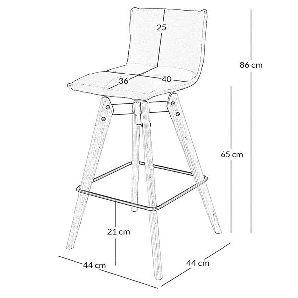 Chaise snack noir en simili piétement chêne Mae