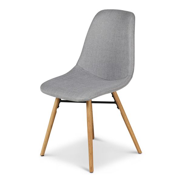 Chaise style scandinave de repas en tissu gris clair et pieds chêne May