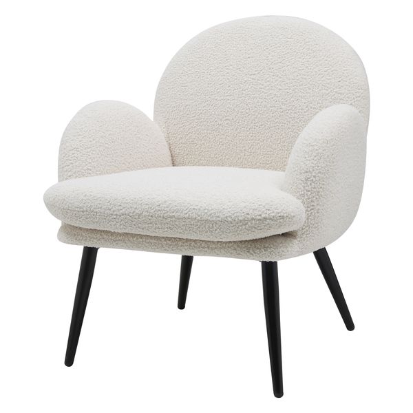 Fauteuil tissu effet laine bouclée blanc Oreo