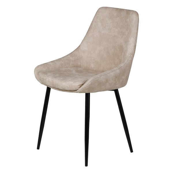 Chaise tissu effet daim beige piètement métal noir BARI