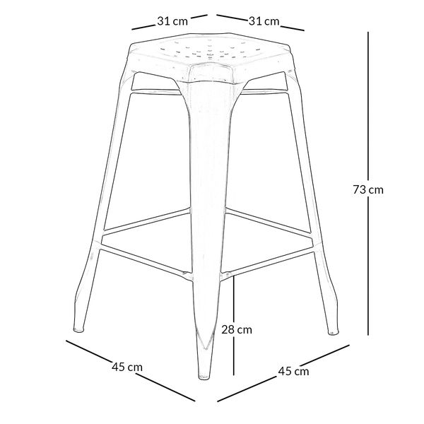 Tabouret de bar industriel en métal argenté Indus