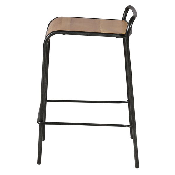 Tabouret plan de travail chêne et métal brossé Skhol