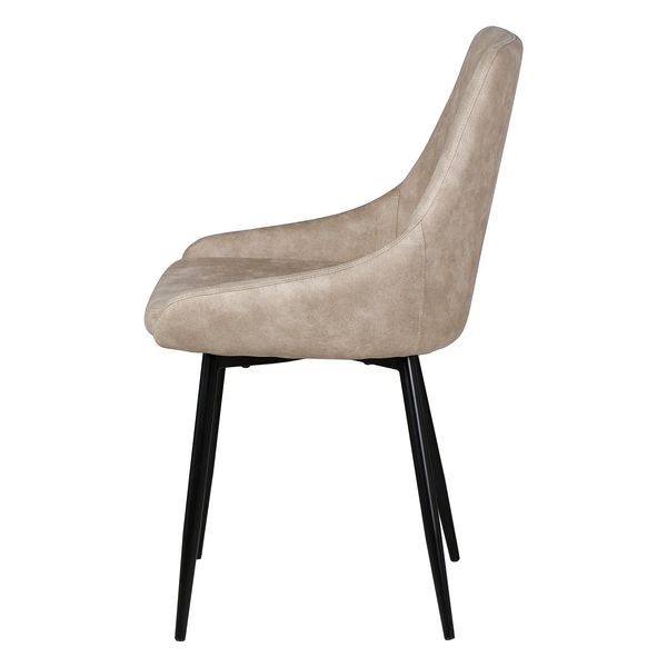 Chaise tissu effet daim beige piètement métal noir BARI