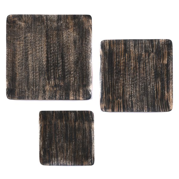 Plat décoratif carré en bois de manguier noir  Ø 25 cm Hilo