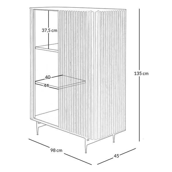 Buffet haut plaqué chêne,1 porte coulissante LINEA