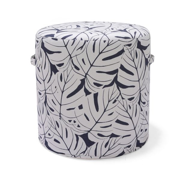 Pouf d'extérieur imprimé feuilles bleu foncé AZUR