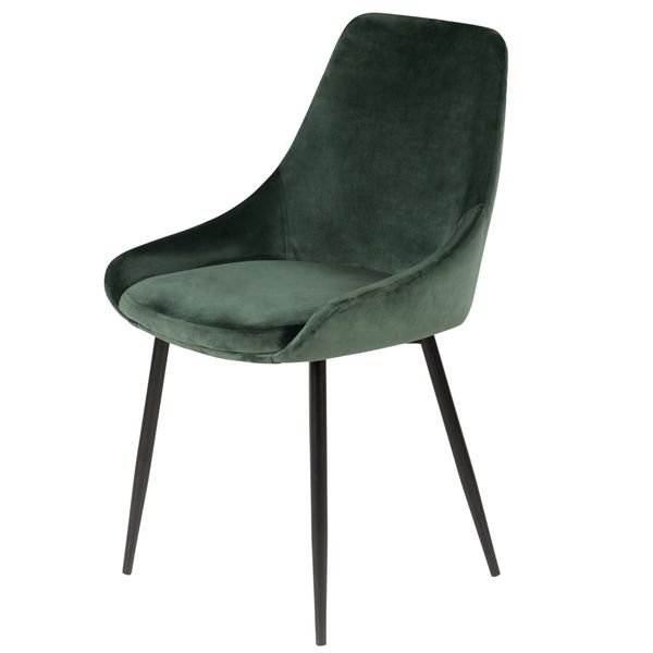 Chaise en velours vert pieds métal BARI