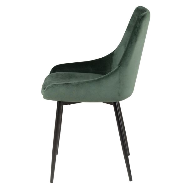 Chaise en velours vert pieds métal BARI