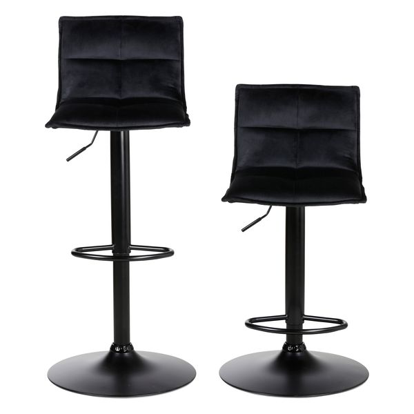 Tabouret de bar en velours noir réglable Jordi