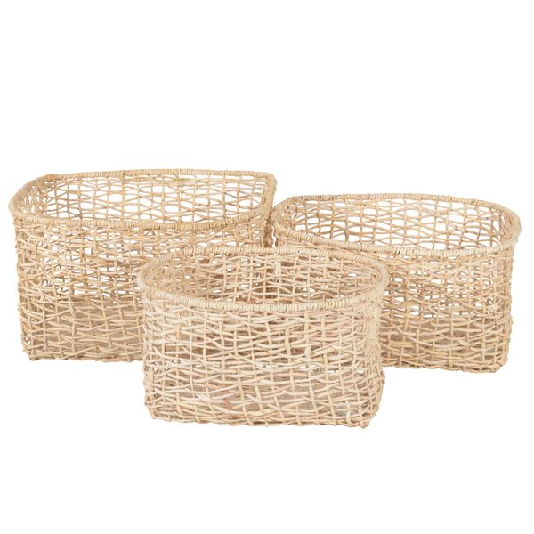 Paniers (lot de 3) en tressage Abaca Rop