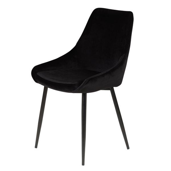 Chaise en velours noir pieds métal BARI