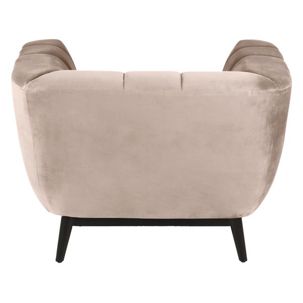 Fauteuil velours beige capitonné Amaro