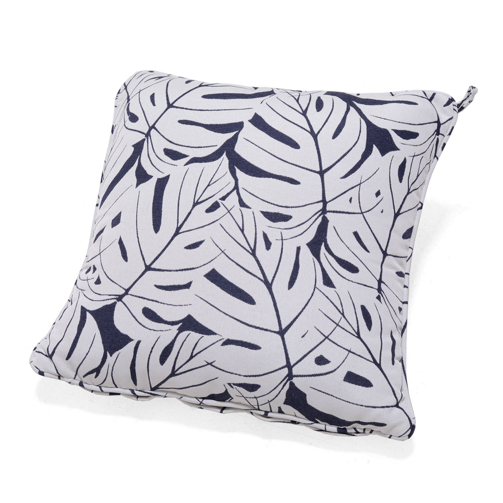 Coussin d'extérieur 45x45cm feuilles bleu foncé AZUR