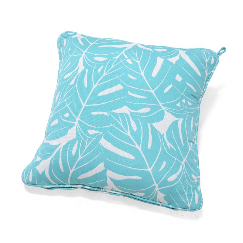 Coussin d'extérieur 45x45cm feuilles bleu turquoise AZUR