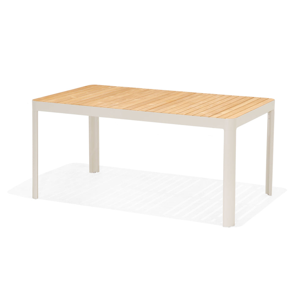 Table de jardin 160 cm eucalyptus et aluminium blanc AZUR