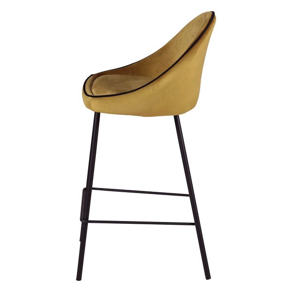 Chaise de bar velours ocre surpiqué design Maya