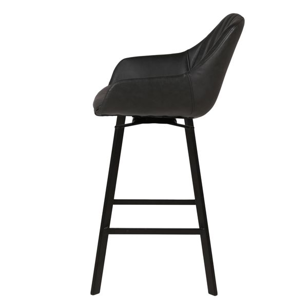 Chaise de bar pivotante noir vielli pieds métal Moss