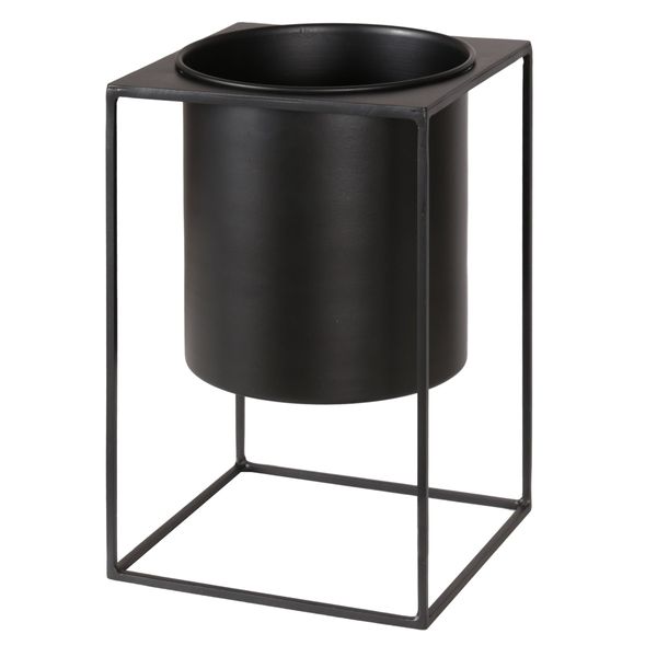 Porte pot métal noir h 29 cm Expo