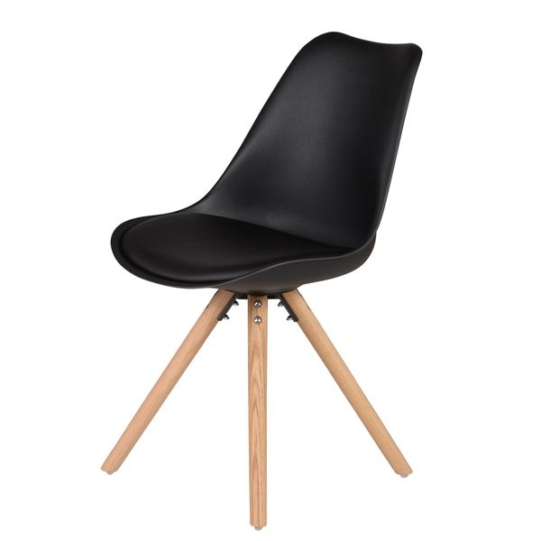 Chaise scandinave à coque noire pieds chêne Cross