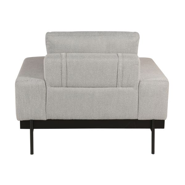 Fauteuil tissu gris clair pieds métal Yoko