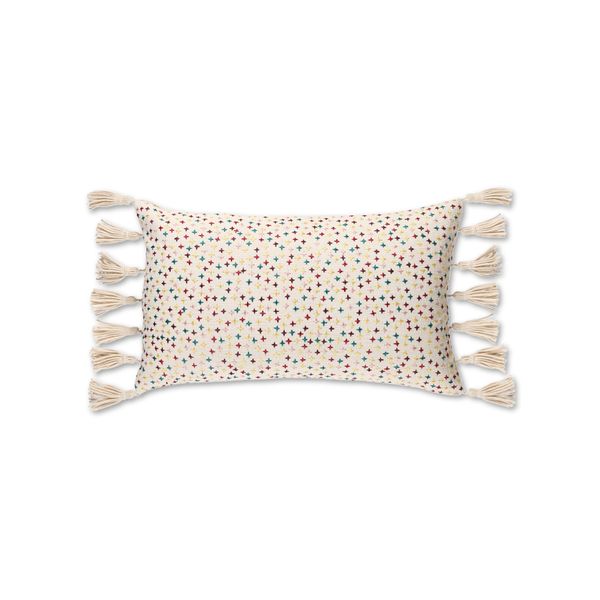 Coussin en coton multicolore à franges 30 x 50 cm Star