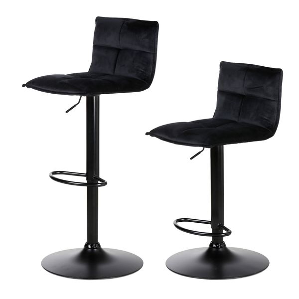 Tabouret de bar en velours noir réglable Jordi