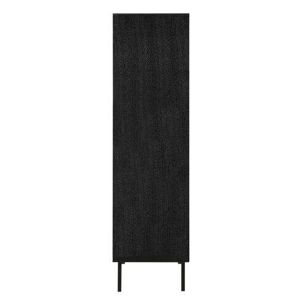 Buffet haut placage chêne noir h 161 cm 2 portes piètement métal Mojo