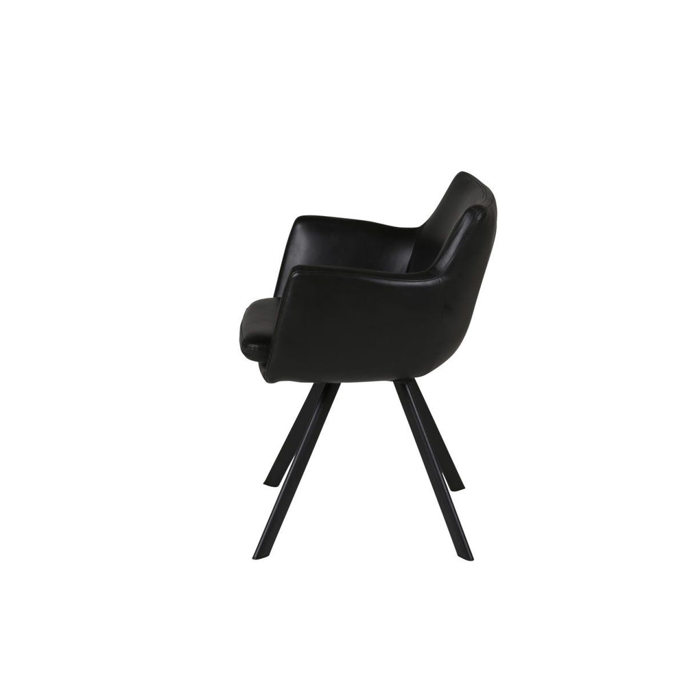 Chaise accoudoirs PU noir