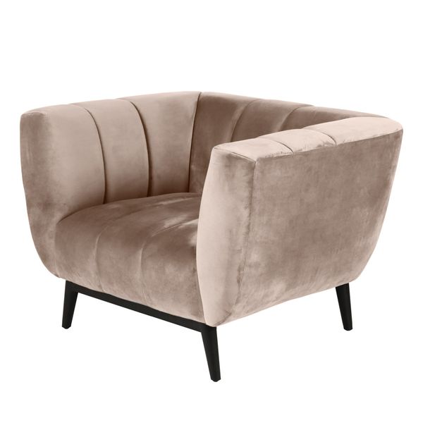 Fauteuil velours beige capitonné Amaro