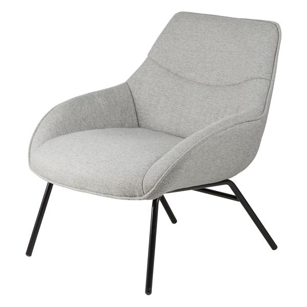 Fauteuil tissu gris clair pieds métal noir Martin