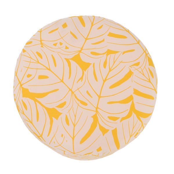 Pouf d'extérieur imprimé feuilles jaune citron AZUR