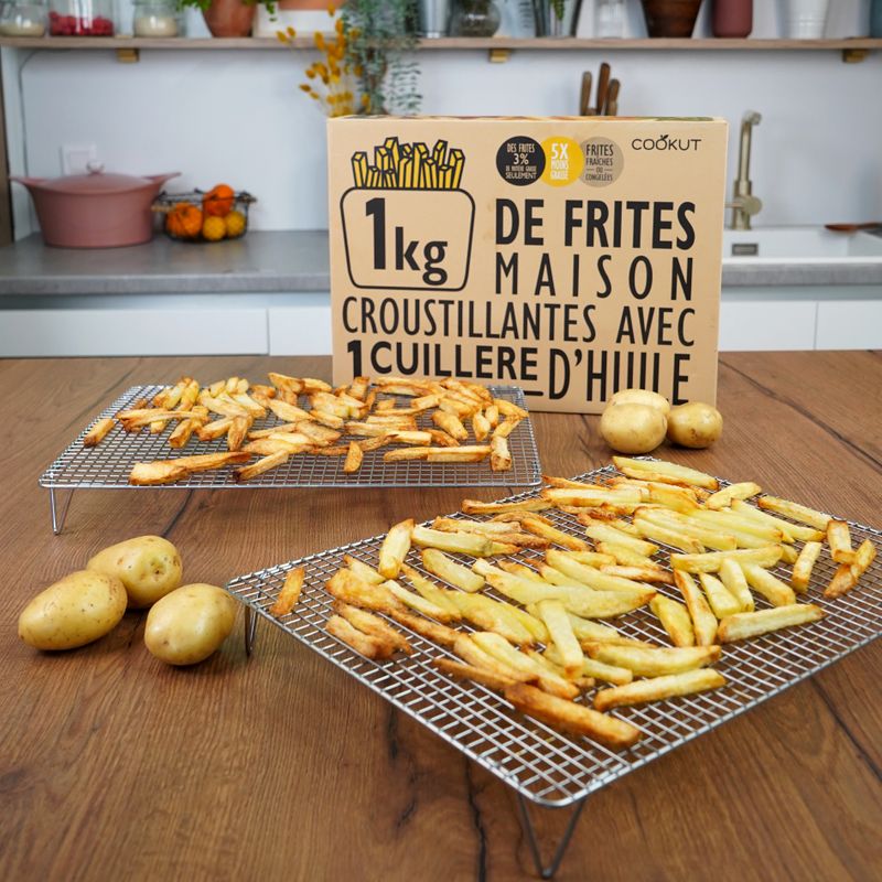 1kg de frites avec une cuillère d'huile Cookut