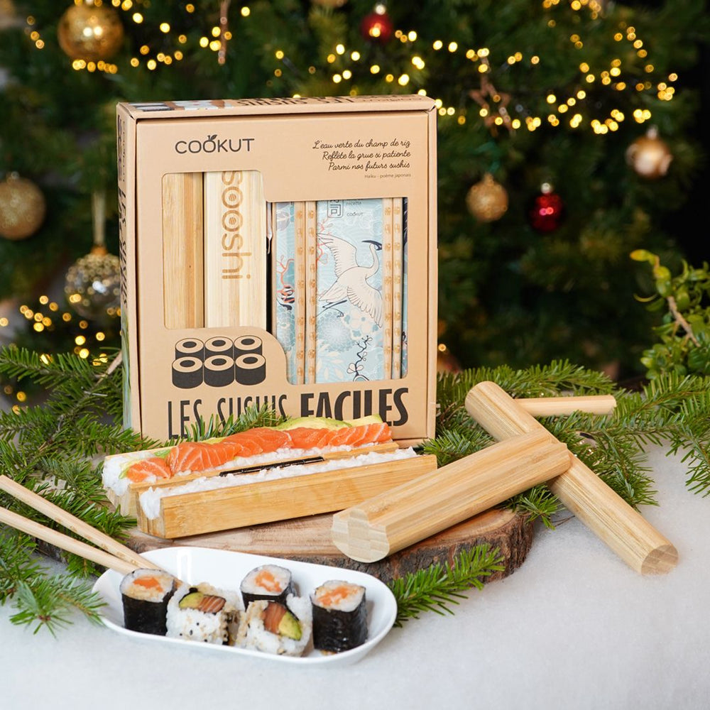 Coffret cadeau sooshi avec baguettes et livre Cookut