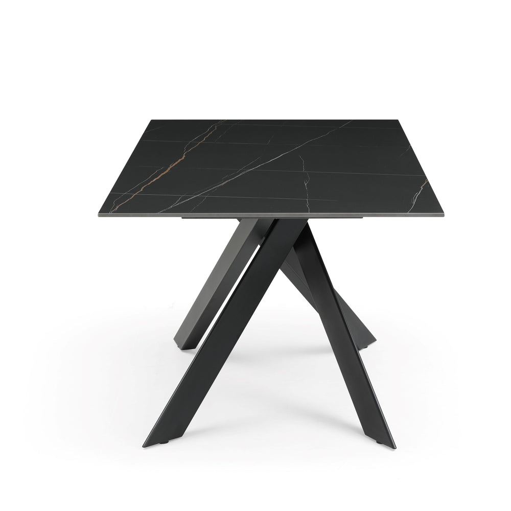 Table repas 180cm céramique Nero Dorato Mat noire Cruise