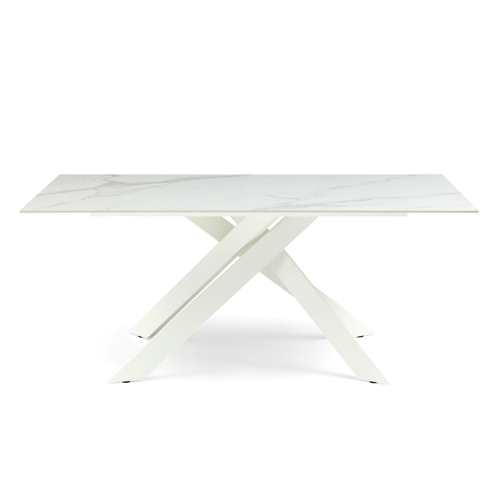 Table repas 180cm Céramique Arabescato mat blanc Cruise