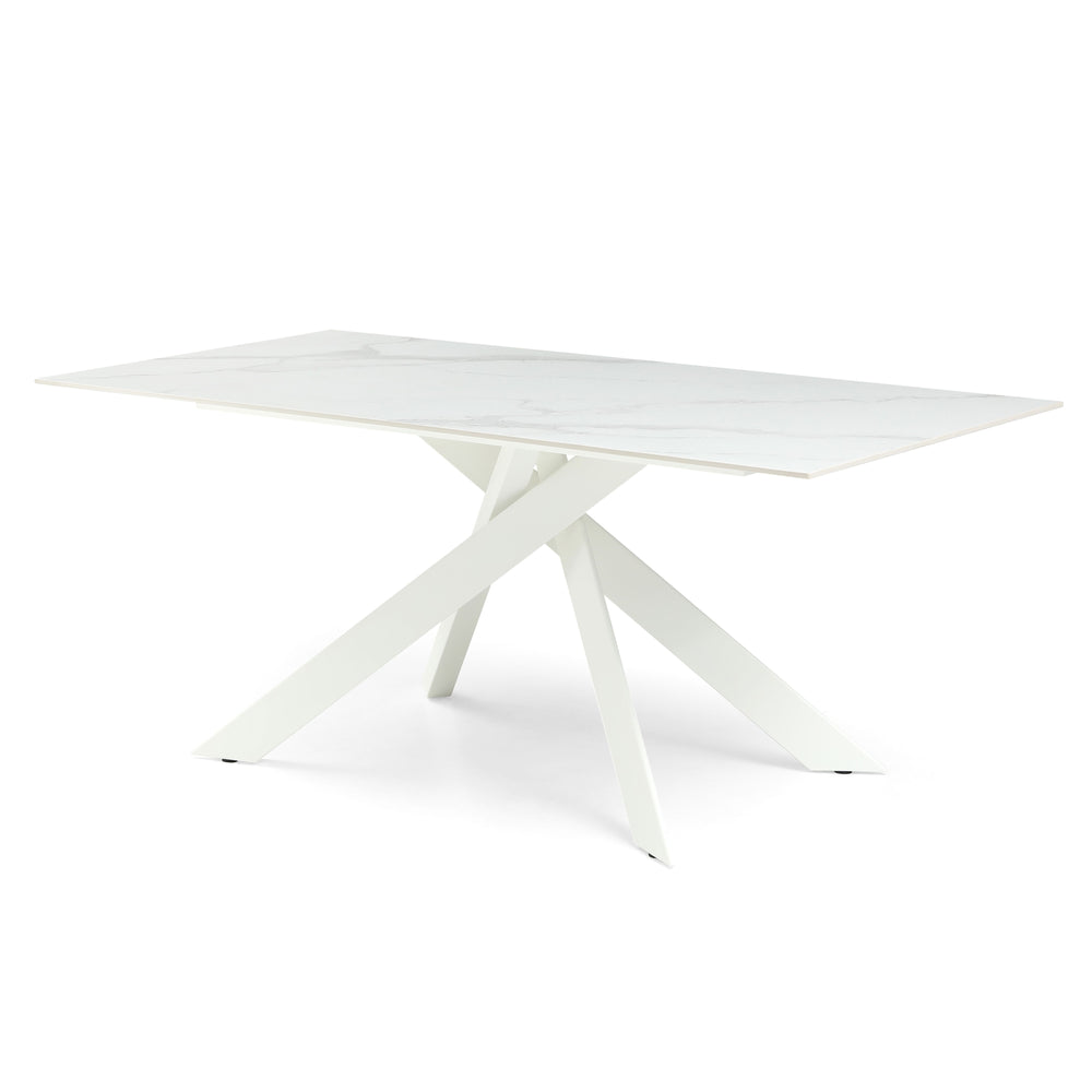 Table repas 180cm Céramique Arabescato mat blanc Cruise