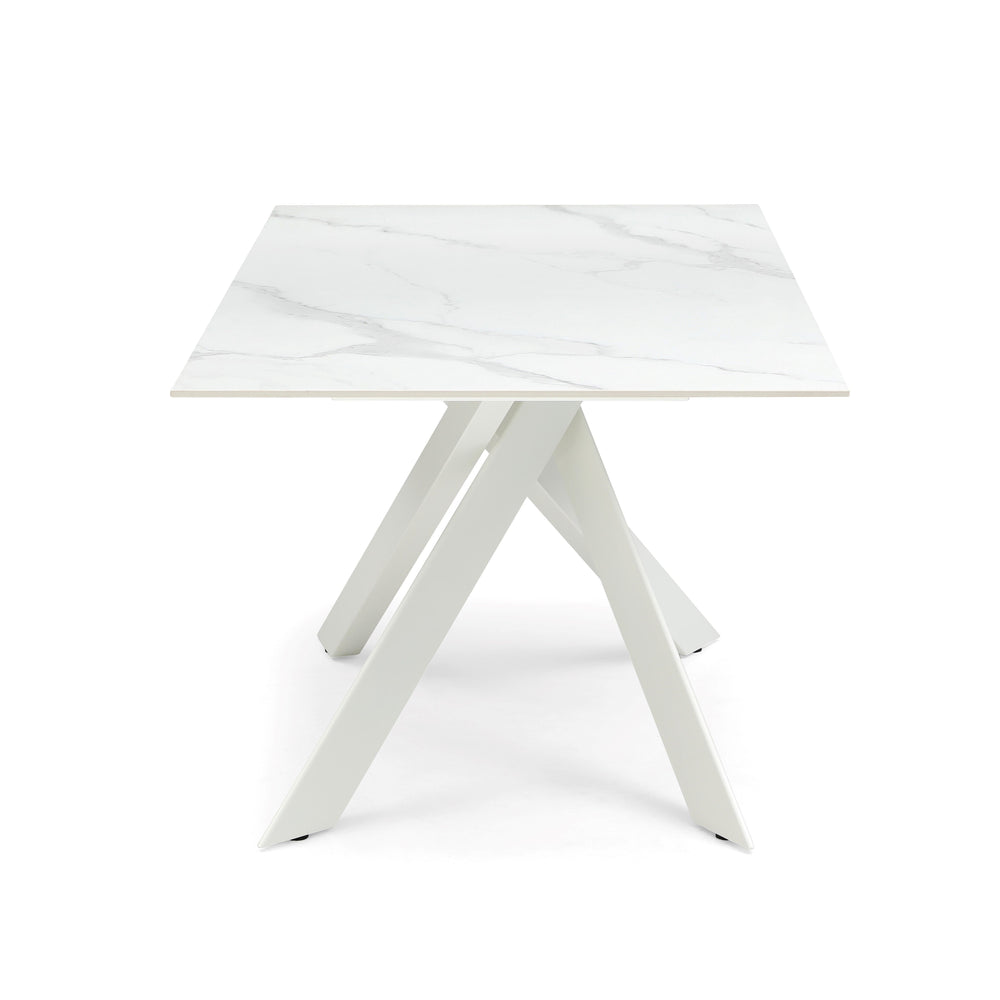 Table repas 180cm Céramique Arabescato mat blanc Cruise