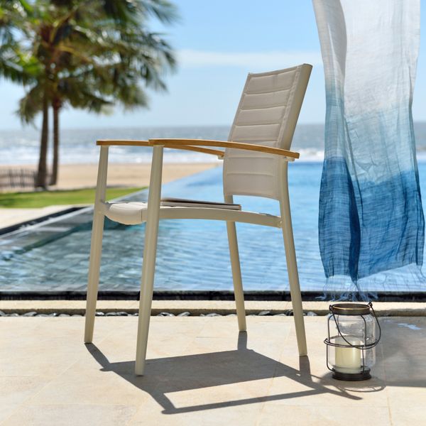 Chaise accoudoirs extérieur aluminium blanc AZUR