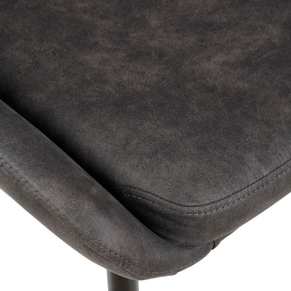 Chaise tissu effet daim gris foncé piètement métal noir BARI