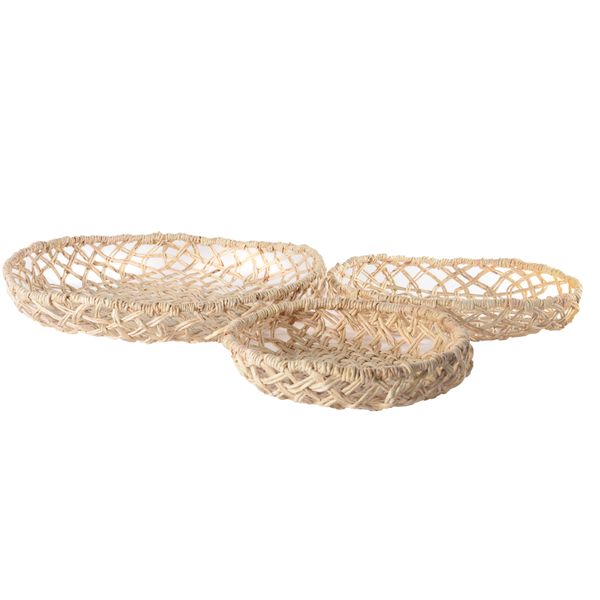 Plateaux (lot de 3) en tressage Abaca Rop