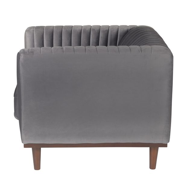 Fauteuil velours gris foncé vintage Dante