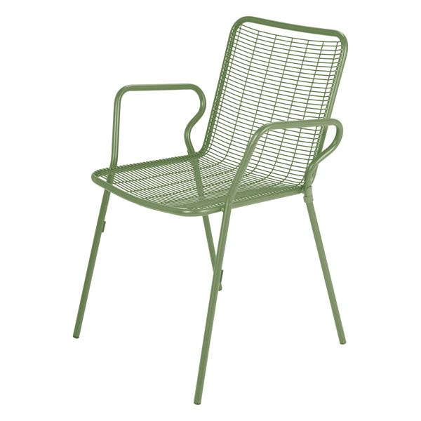 Chaise accoudoirs extérieur métal vert amande ROMA