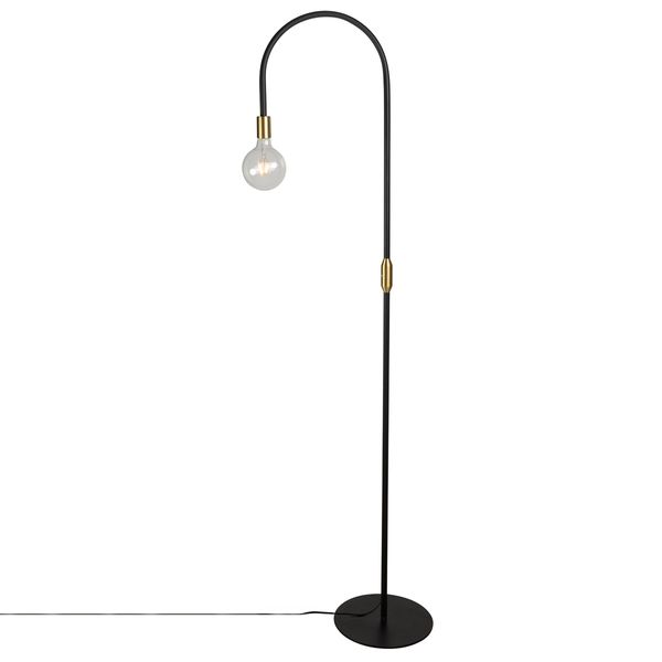 Lampadaire noir hauteur fixe 180cm en fer/cuivre et papier décor - Drop