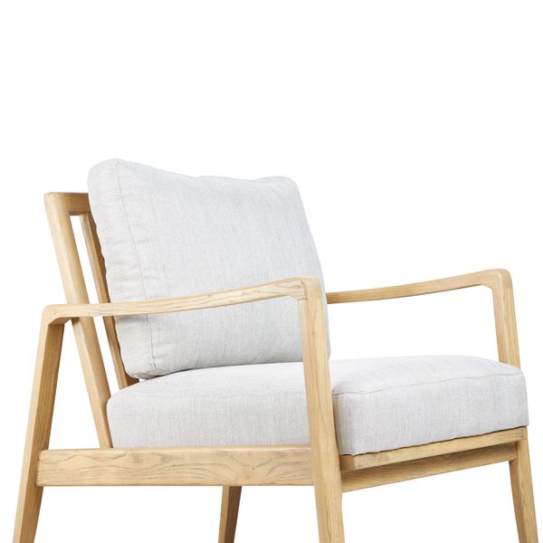 Fauteuil chevron beige pieds frêne naturel Pablo