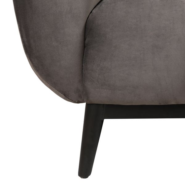 Fauteuil velours gris foncé capitonné Amaro